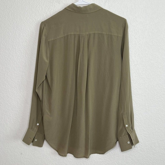 Everlane Women’s Size 6 Button Up Shirt 100% Silk Olive Green Career Office M15 - Picture 6 of 8